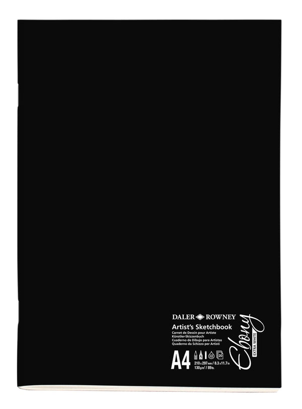 Daler Rowney Ebony Extra White Stapled Sketchbook A4 130gsm