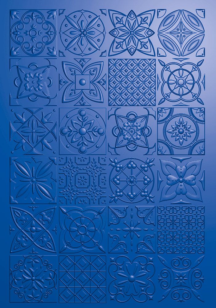 Crafter's Companion Mediterranean Dreams 5x7” 3D Embossing Folder - Decorative Tiles