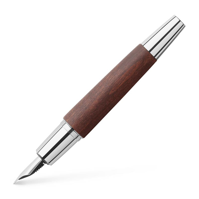 Faber-Castell E-Motion Wood with Chrome Fountain Pen
