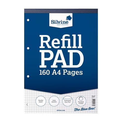 Silvine (A4) Refill Pad Headbound Perforated Punched 75gsm 160 Pages