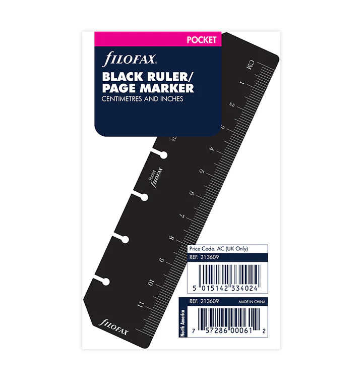 Filofax Ruler Page Marker Black