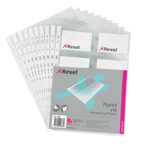 Rexel Nyrex Business Card A4 Pockets (Pkd 10)