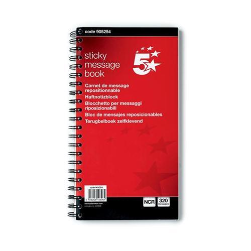 5 Star Office Telephone Message Book Wirebound Carbonless Sticky 320 Notes 80 Pages 279x152mm