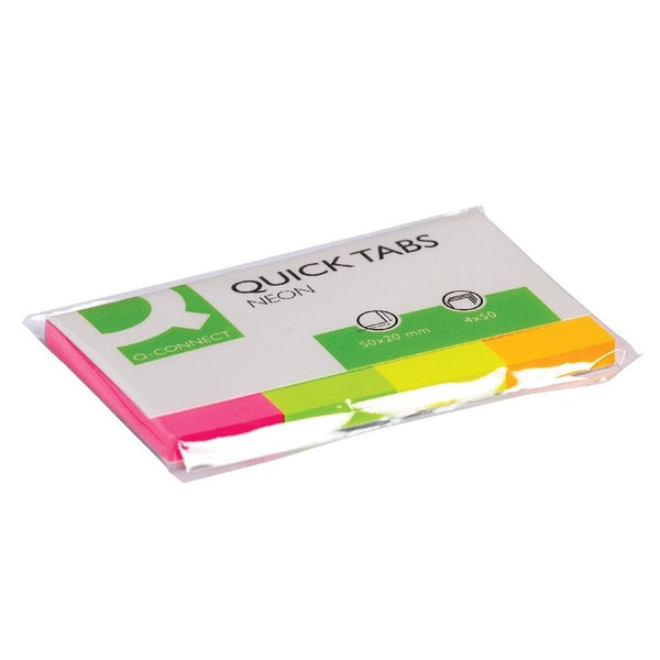 Q-Connect Quick Tabs 20 x 50mm Neon (Pack of 200)
