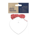 Papermania White Kraft Tags & Twine - Hearts (20pk)
