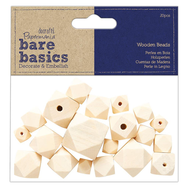 Papermania Bare Basics Wooden Octagonal Beads (20pcs)