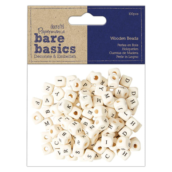 Papermania Bare Basics Wooden Alpha Beads (100pcs)