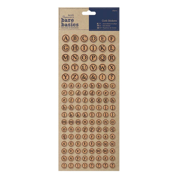 Papermania Cork Stickers (126pcs) - Alphabet Circles