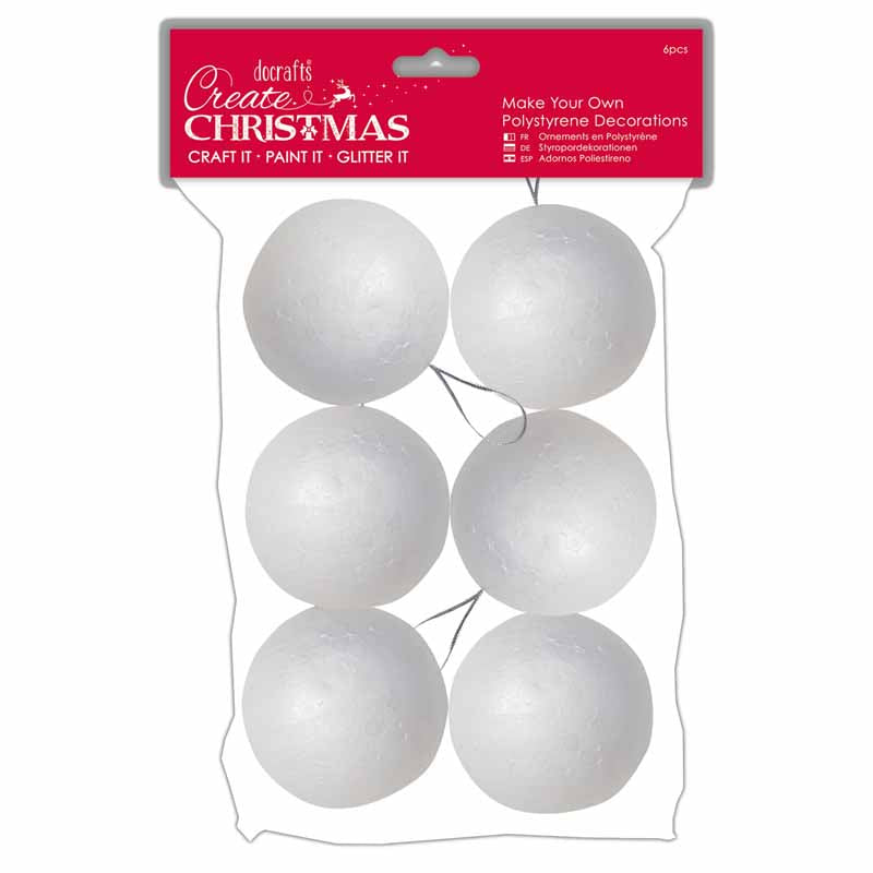 Create Christmas Make Your Own Polystyrene Decorations 7cm (6pcs) - Baubles