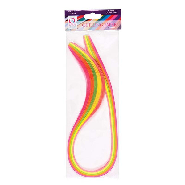 Qcraft 3mm Paper Strips (100pcs) 1-8 x 21" - Neon (5 Colours)