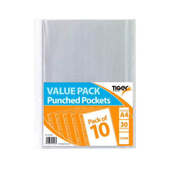 Tiger A4 Punched Pockets 30 Micron (Pack of 10)