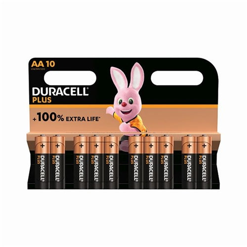 Duracell Plus AA Battery Alkaline 100% Extra Life (Pack of 10) 5015842