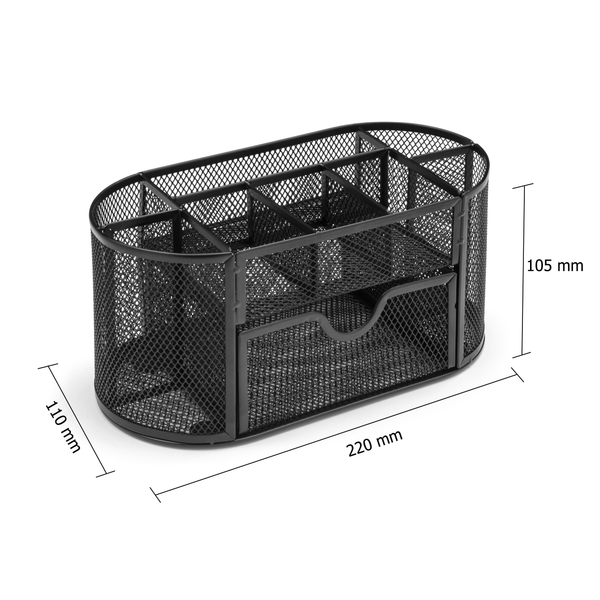 5 Star Office Desk Organiser Mesh Scratch Resistant with Non Marking Rubber Pads Black
