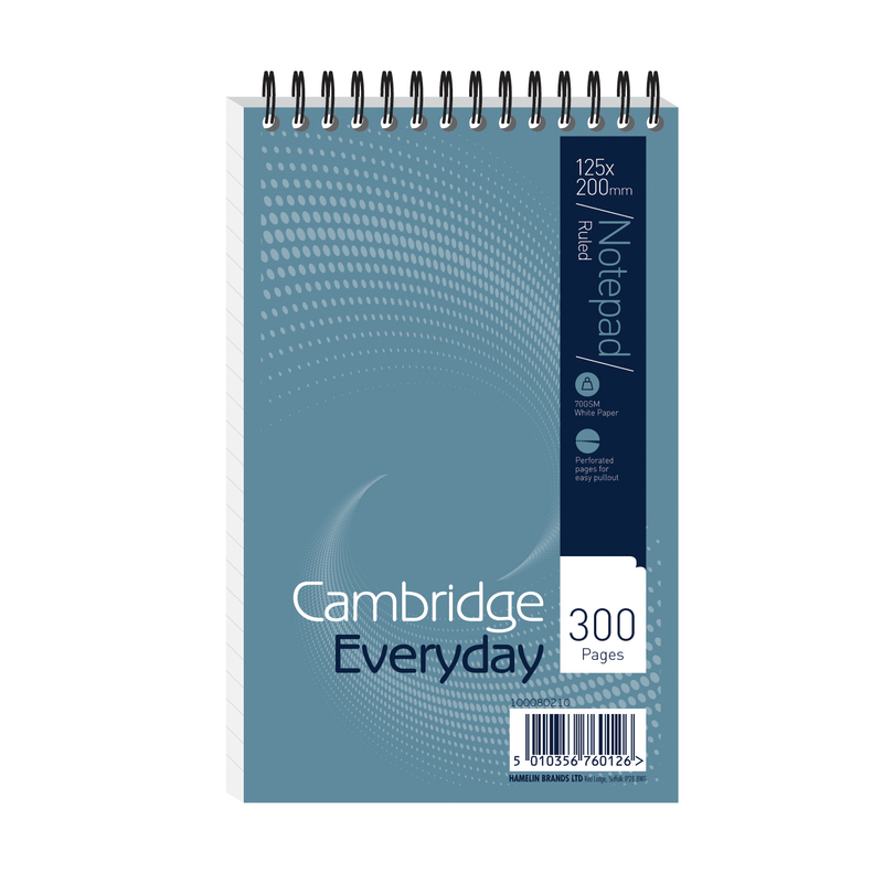 Cambridge Everyday Shorthand Notepad 70gsm Ruled Perforated  125x200mm Blue