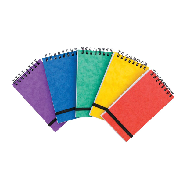 Pukka Note Pad Headbound Twin Wire 80gsm Ruled/Perfd/Elastic Strap 120pp 76x127mm Asstd Colours