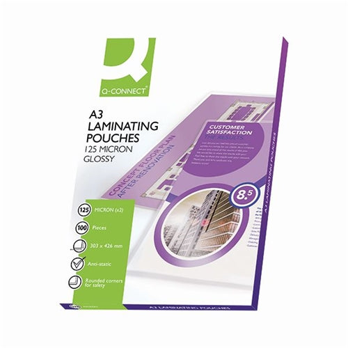 Q-Connect A3 Laminating Pouch 250 Micron Glossy  (Pack of 100) KF04124