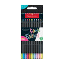 Faber-Castell Black Edition Colour Pencils - Neon & Pastel (Cardboard Box of 12)