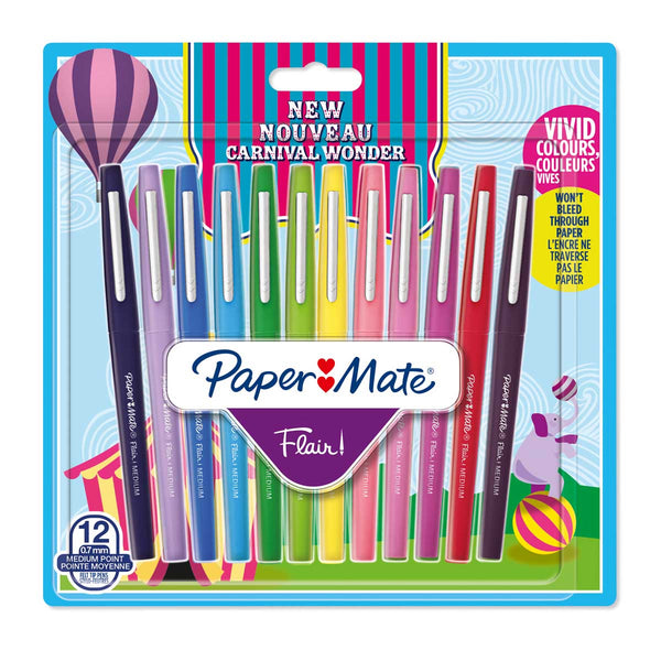 PaperMate Flair Carnival Fun Fibre Tip Pen Set - Assorted (12 Pens)