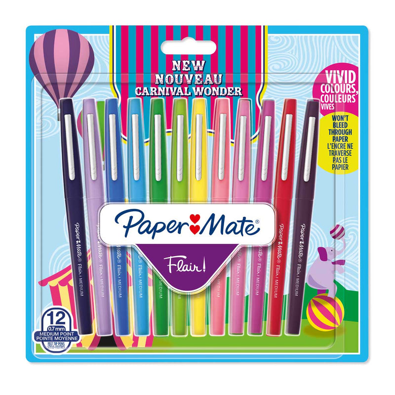 PaperMate Flair Carnival Fun Fibre Tip Pen Set - Assorted (12 Pens)