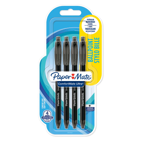 PaperMate ComfortMate Ultra Ballpoint Pens - Black (4 Pack)