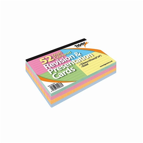 Tiger Revision and Presentation Cards 52 Multicolour 152mmx101mm Ruled