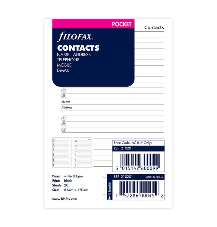 Filofax Name, address and telephone number