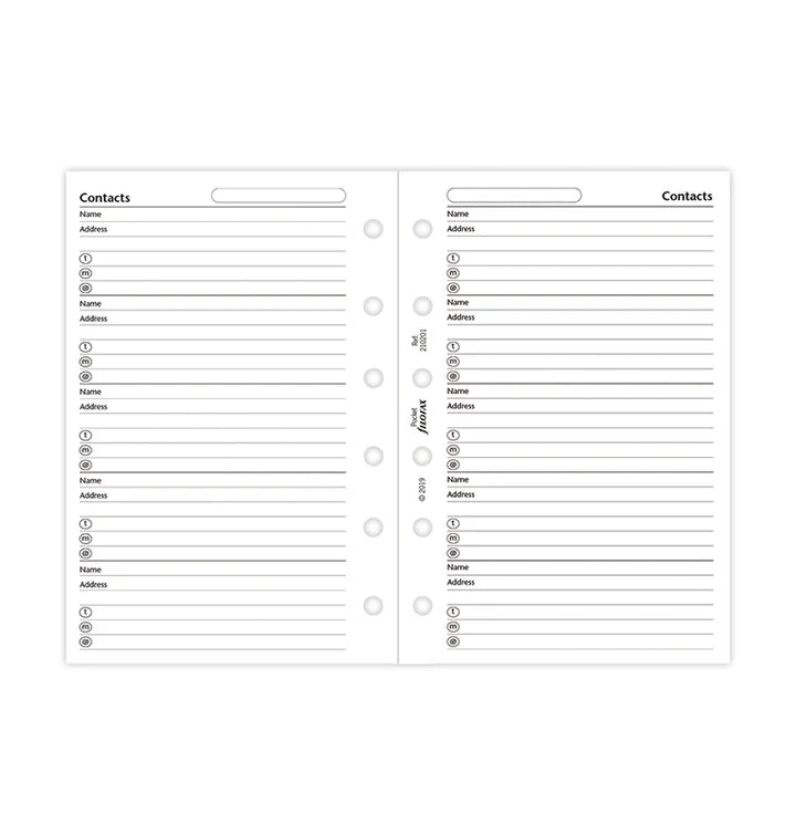 Filofax Name, address and telephone number