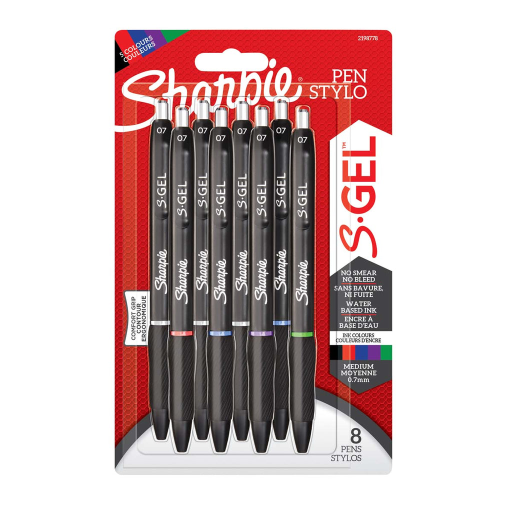 Sharpie S-Gel 0.7 Medium Gel Pens - Assorted Colours (8 Pens)