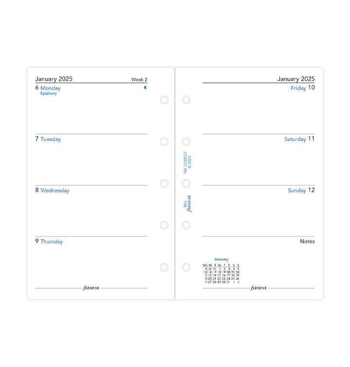 Filofax Week On Two Pages Diary Refill - Mini 2025 English