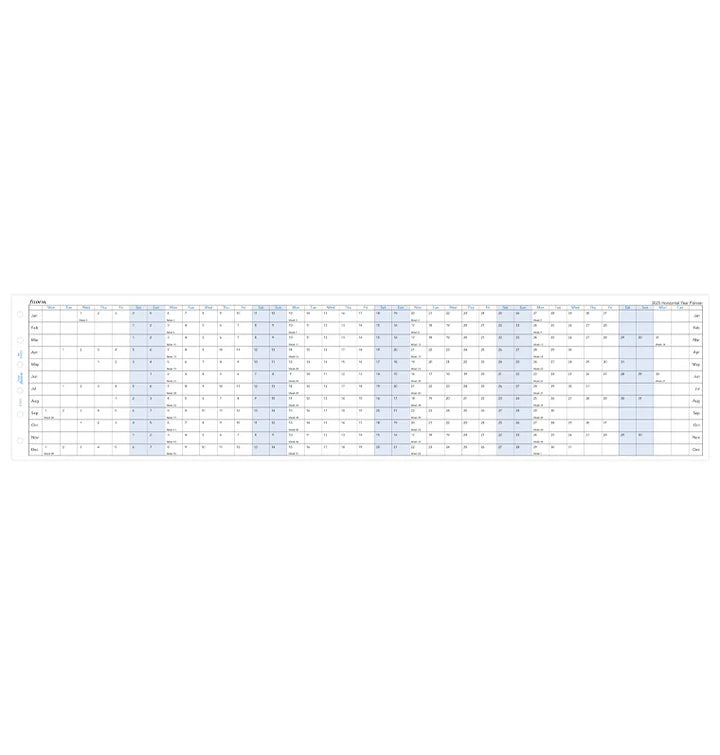 Filofax Horizontal Year Planner Refill Pocket 2025 English