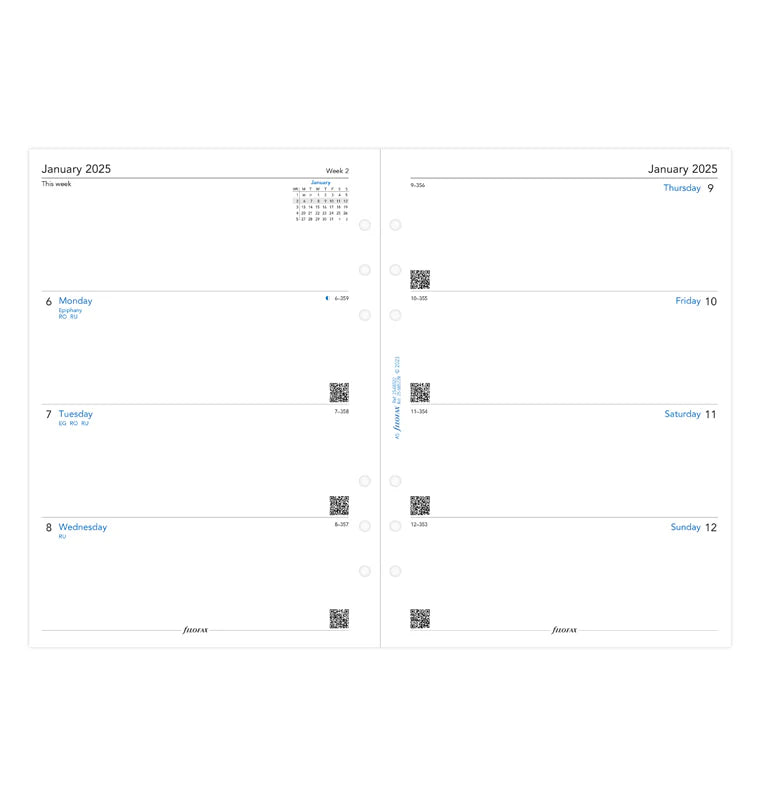 Filofax Week On Two Pages Diary Refill - A5 2025 English