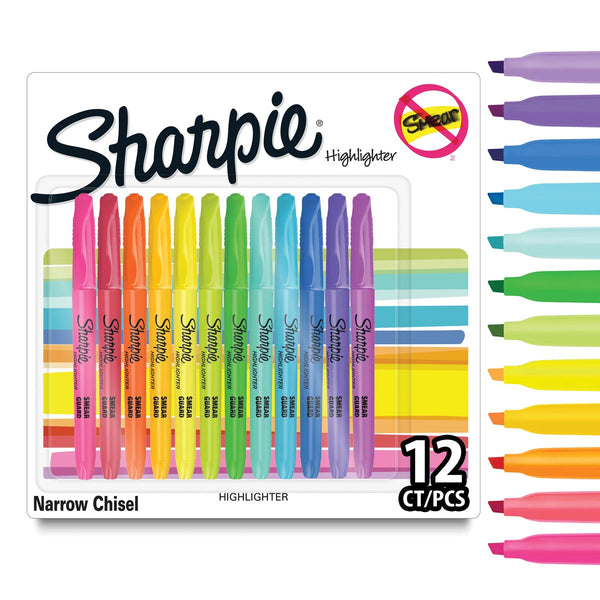 Sharpie Pocket Highlighters - Narrow Chisel (12 Pieces)
