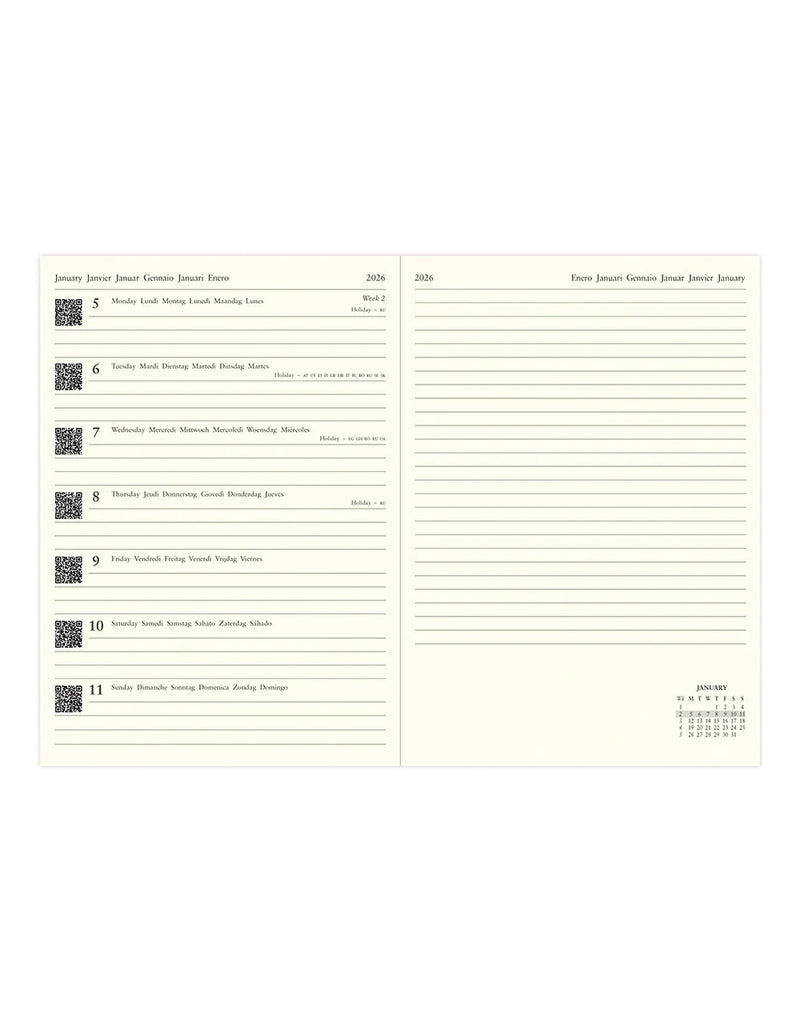 Letts Edge A5 Week to View Diary with Notes 2026- Multilanguage