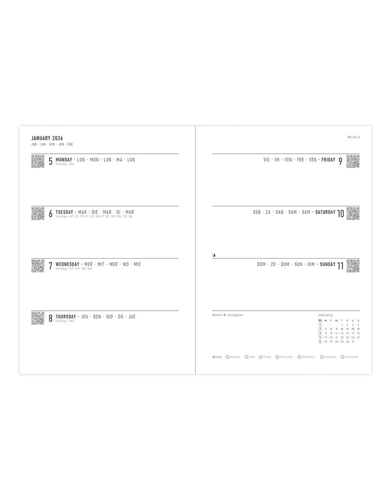 Letts Conscious A6 Week to View Diary 2026 - Multilanguage