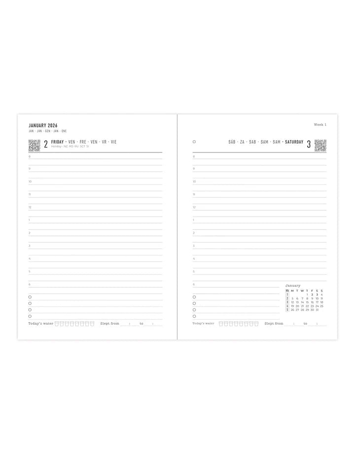 Letts Conscious A6 Day to a Page Diary with Appointments 2026 - Multilanguage