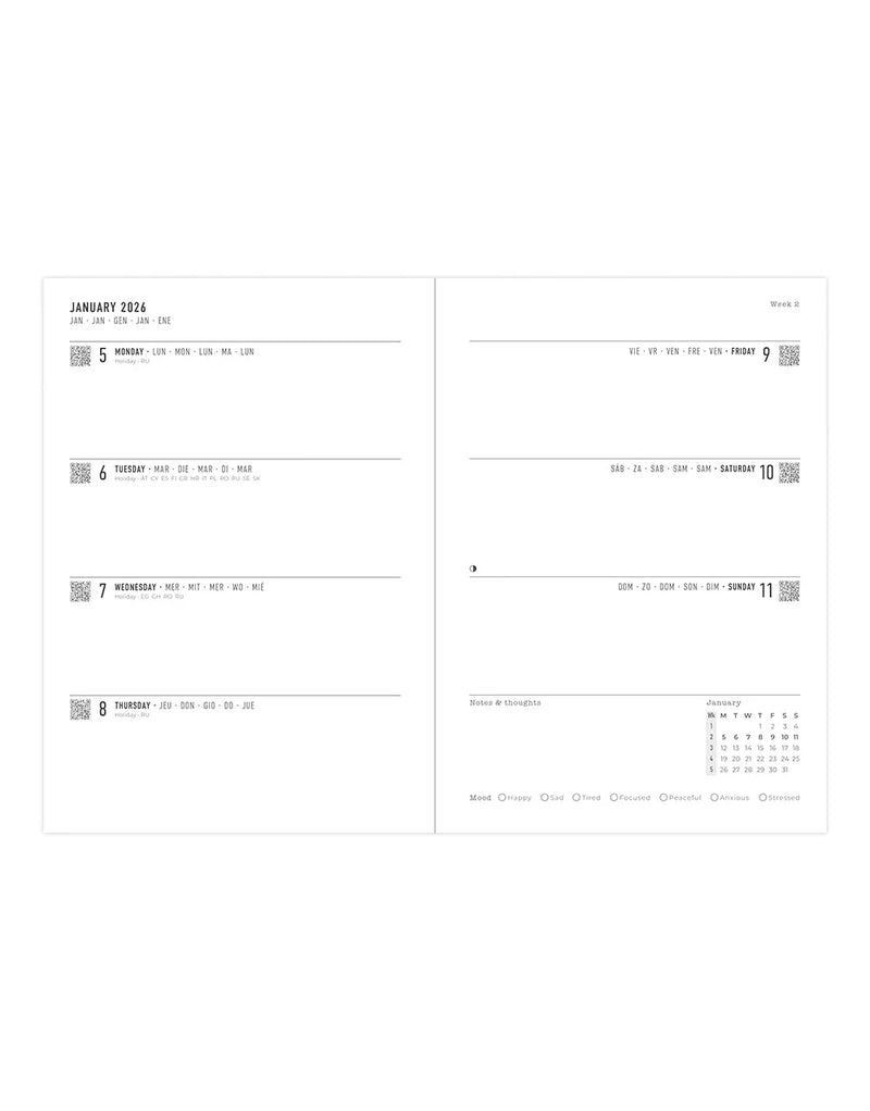 Letts Big Plans A5 Week to View Diary 2026 - Multilanguage
