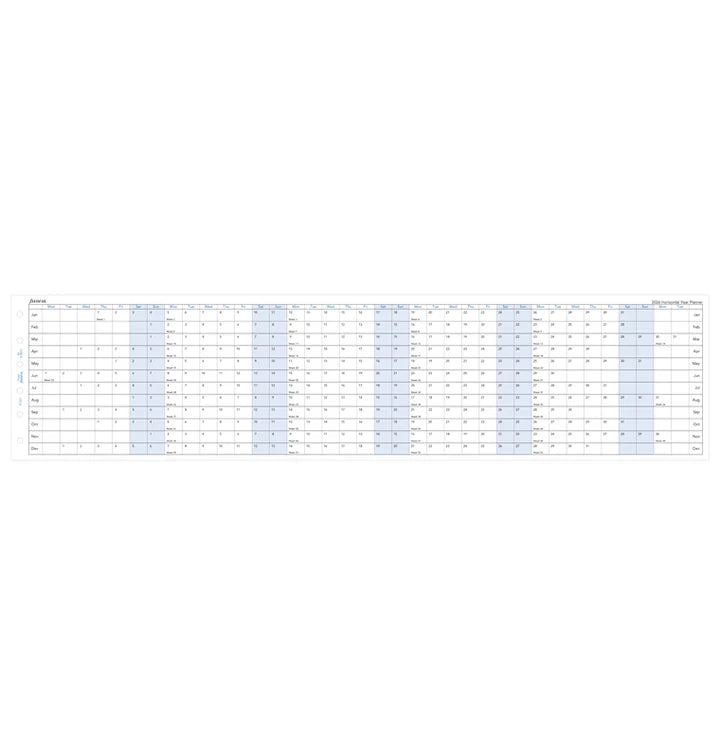 Filofax Horizontal Year Planner Refill - Pocket 2027 English
