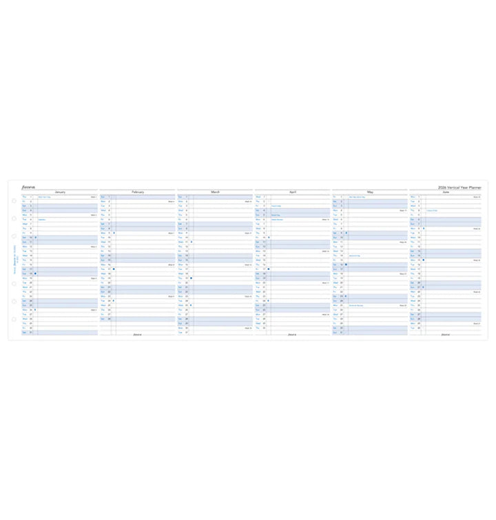 Filofax Vertical Year Planner Refill - Personal 2026 English