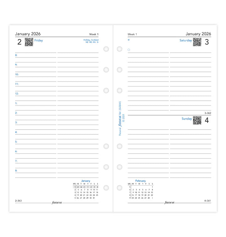 Filofax One Day On A Page Diary With Appts - Personal 2026 English