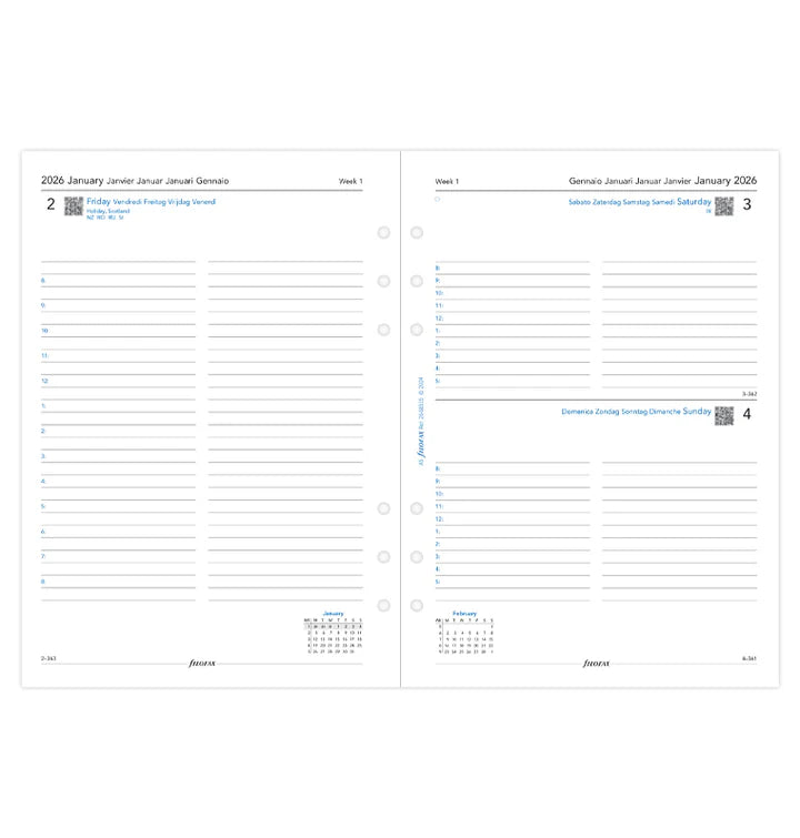 Filofax One Day On A Page Diary With Appts - A5 2026 Multilanguage
