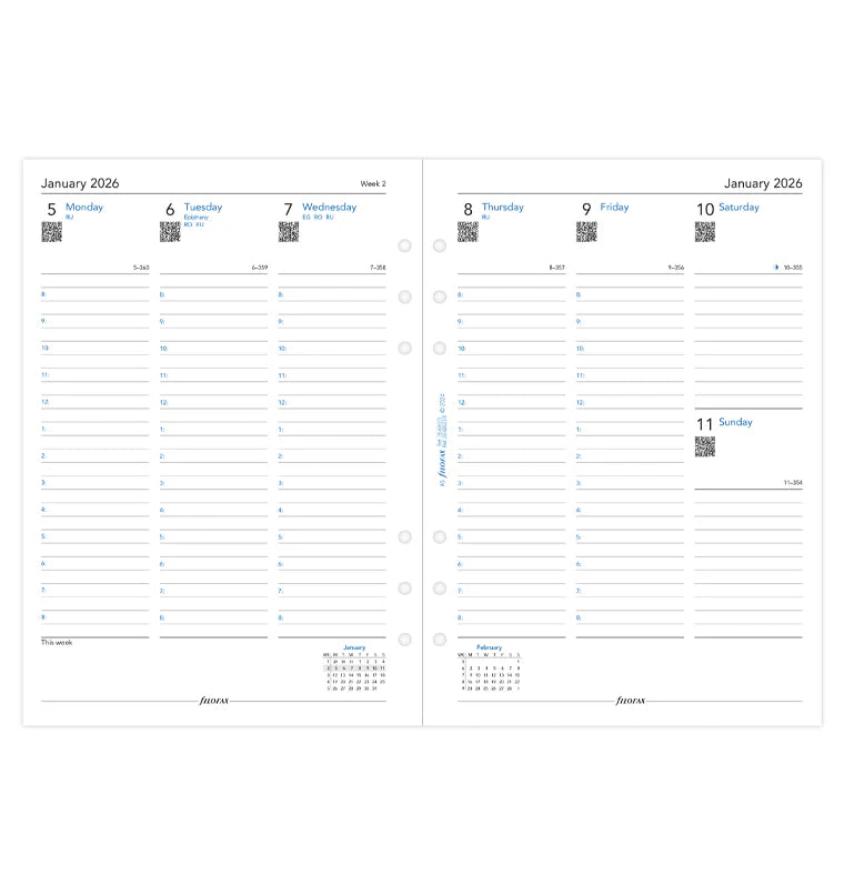 Filofax Week On Two Pages Diary With Appts - A5 2026 English