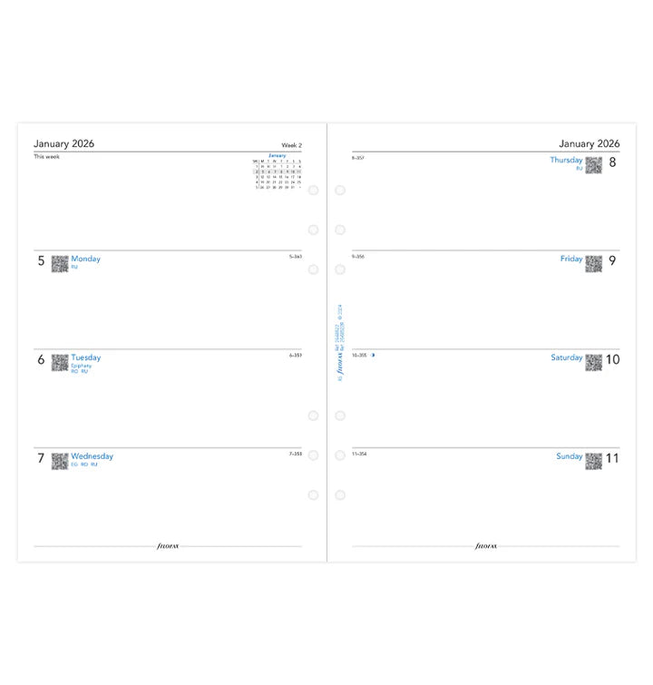 Filofax Week On Two Pages Diary Refill - A5 2026 English