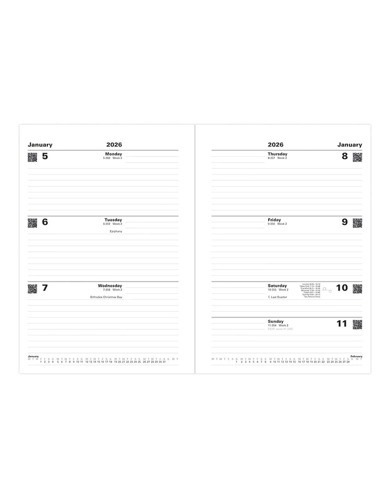 Letts Standard A5 Week to View Diary 2026 - English