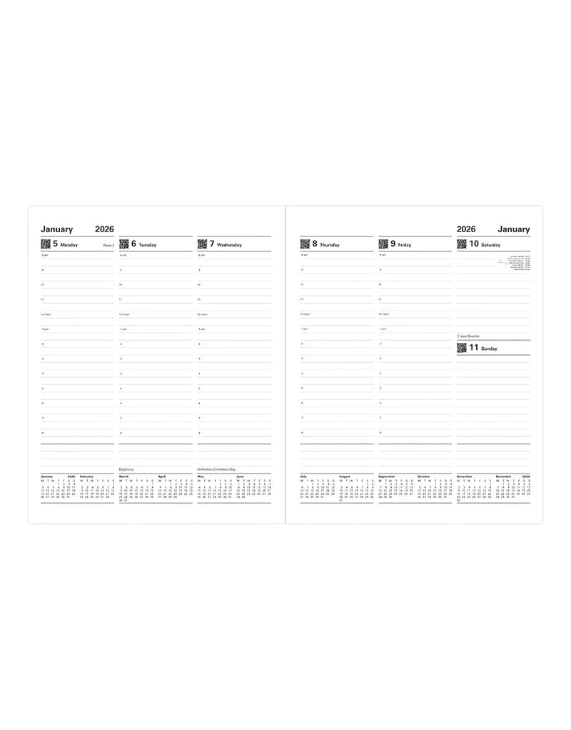 Letts Standard Quarto Vertical Week to View Diary with Appointments 2026 - English