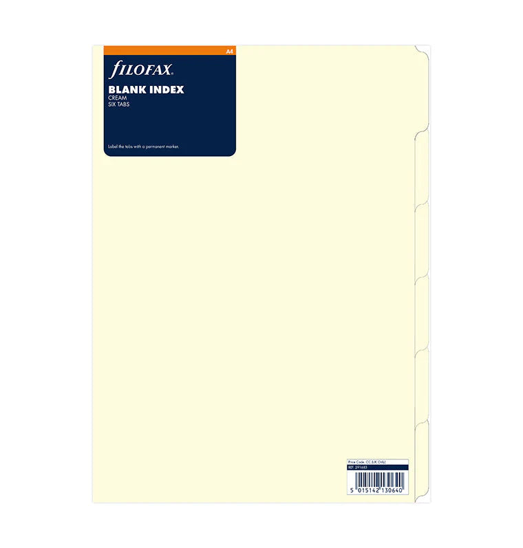 Filofax Blank index cream 6 tabs