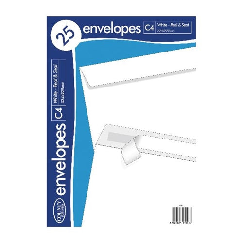 County Stationery C4 25 White Peal and Seal Envelopes 25