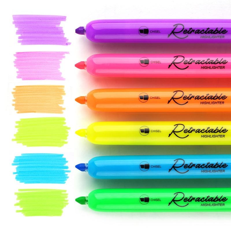 Writech W-805 Retractable Highlighters (6 Pieces)