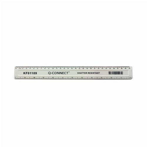 Q-Connect Shatter Resistant Ruler 30cm White KF01109Q