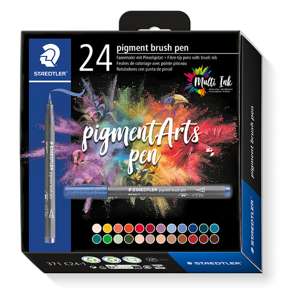 Staedtler Pigment Brush Pen 371 - Assorted New Colours (box of 24)