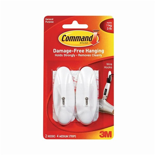 3M Command Medium Wire Hooks With Command Strips 17068